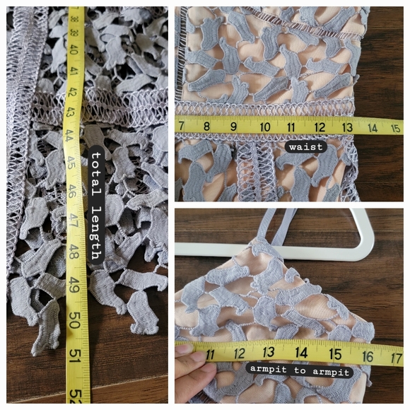 Elliatt xAnthropologie Tingle Midi Dress Crochet Lace Overlay in Lilac & Nude XS - Picture 10 of 12